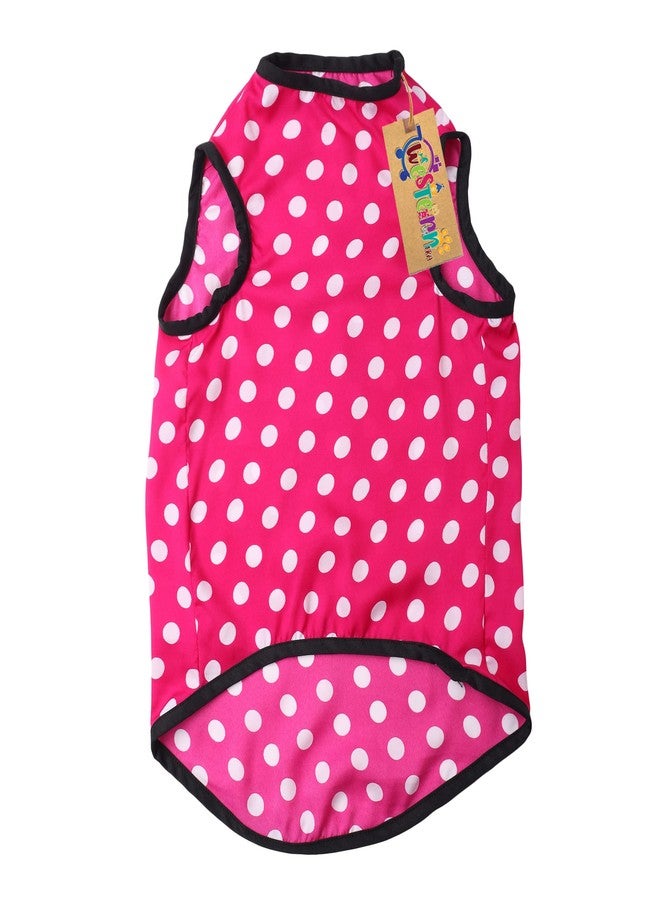 Western Era Funky Soft Cotton Dog T-Shirt | Comfortable & Breathable Dog Clothing | Sleeveless Vest Puppy Outfit |(Polka Pink) (Small) (14inches) - Image 5